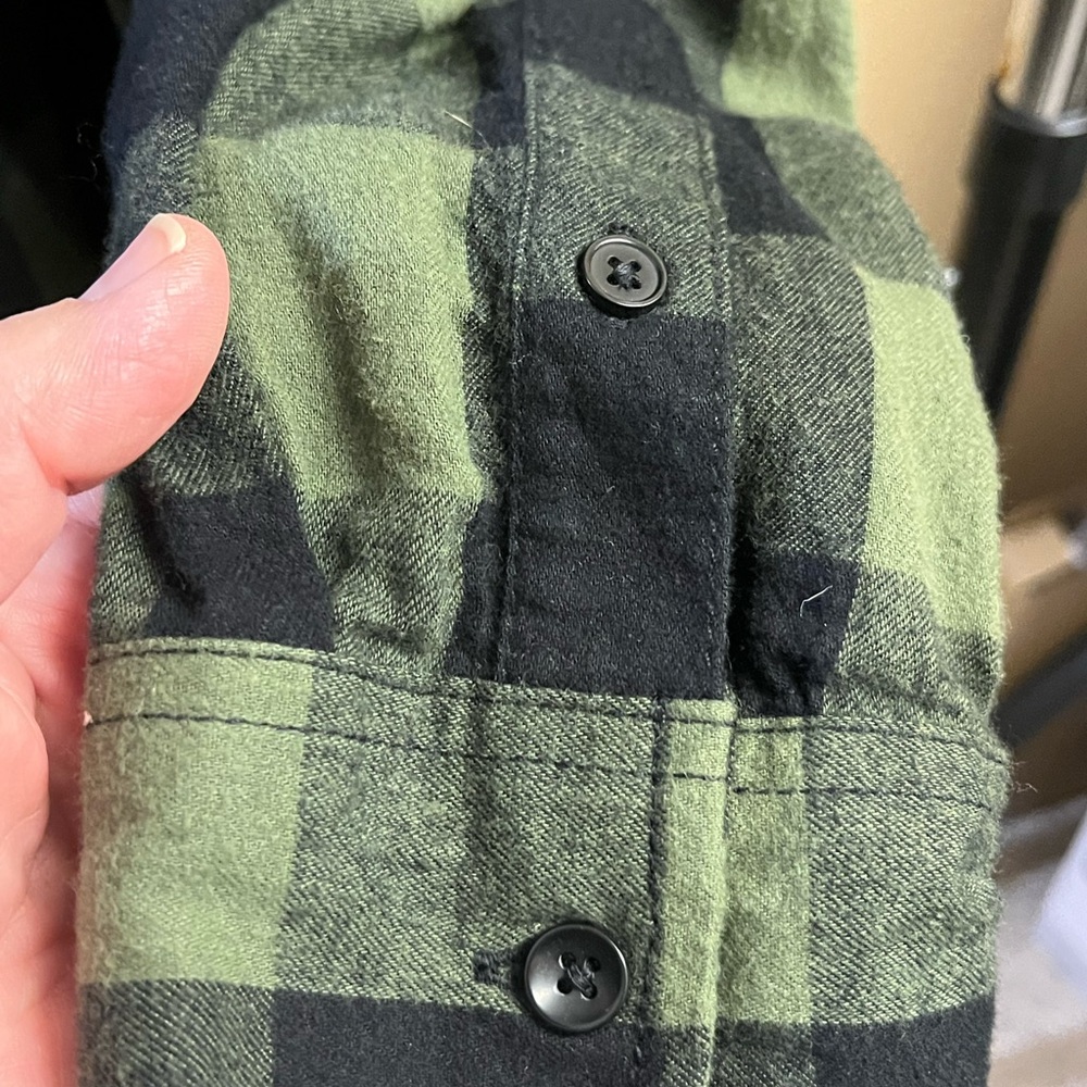 Dark Olive Plaid Flannel Shirt and Tank Top - Picture 4 of 7